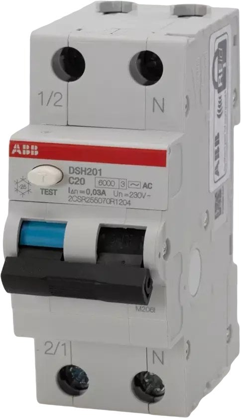 Wyłącznik różnicowo-nadprądowy 1P+N char. C 20A 6kA 30mA AC bezzwłoczny DSH201 C20 AC30 2CSR255070R1204