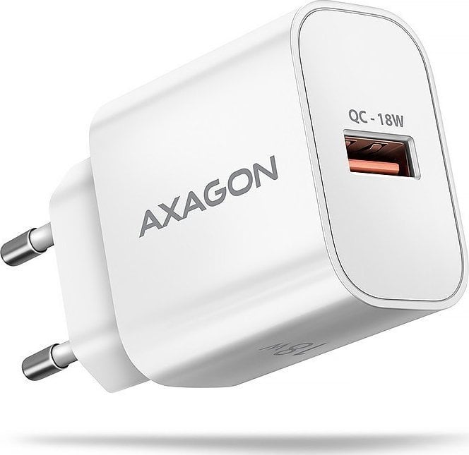 Ładowarka Axagon AXAGON ACU-QC18W, ładowarka sieciowa 18W, 1x port USB-A, QC3.0/AFC/Apple, biała