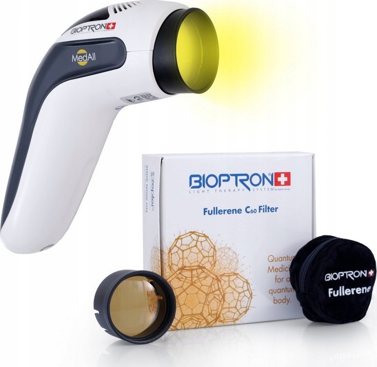 Bioptron Lampa Bioptron Pro 1 z filtrem fulerenowym, statyw stołowy PAG-990-FFK z prezentem Zepter Filtr czerwony