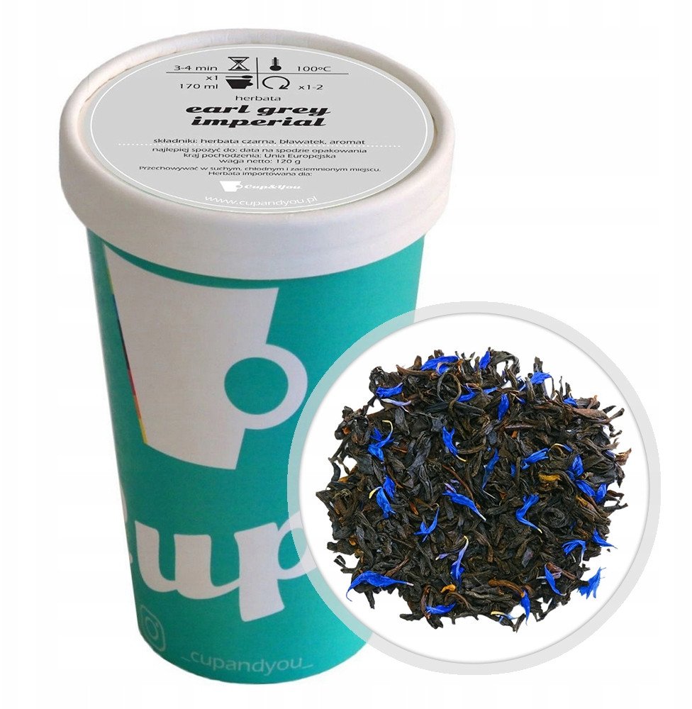 Cup&You Herbata czarna EARL GREY IMPERIAL premium sypana bławatek 120g - herbata liściasta sypana mieszanka napar susz