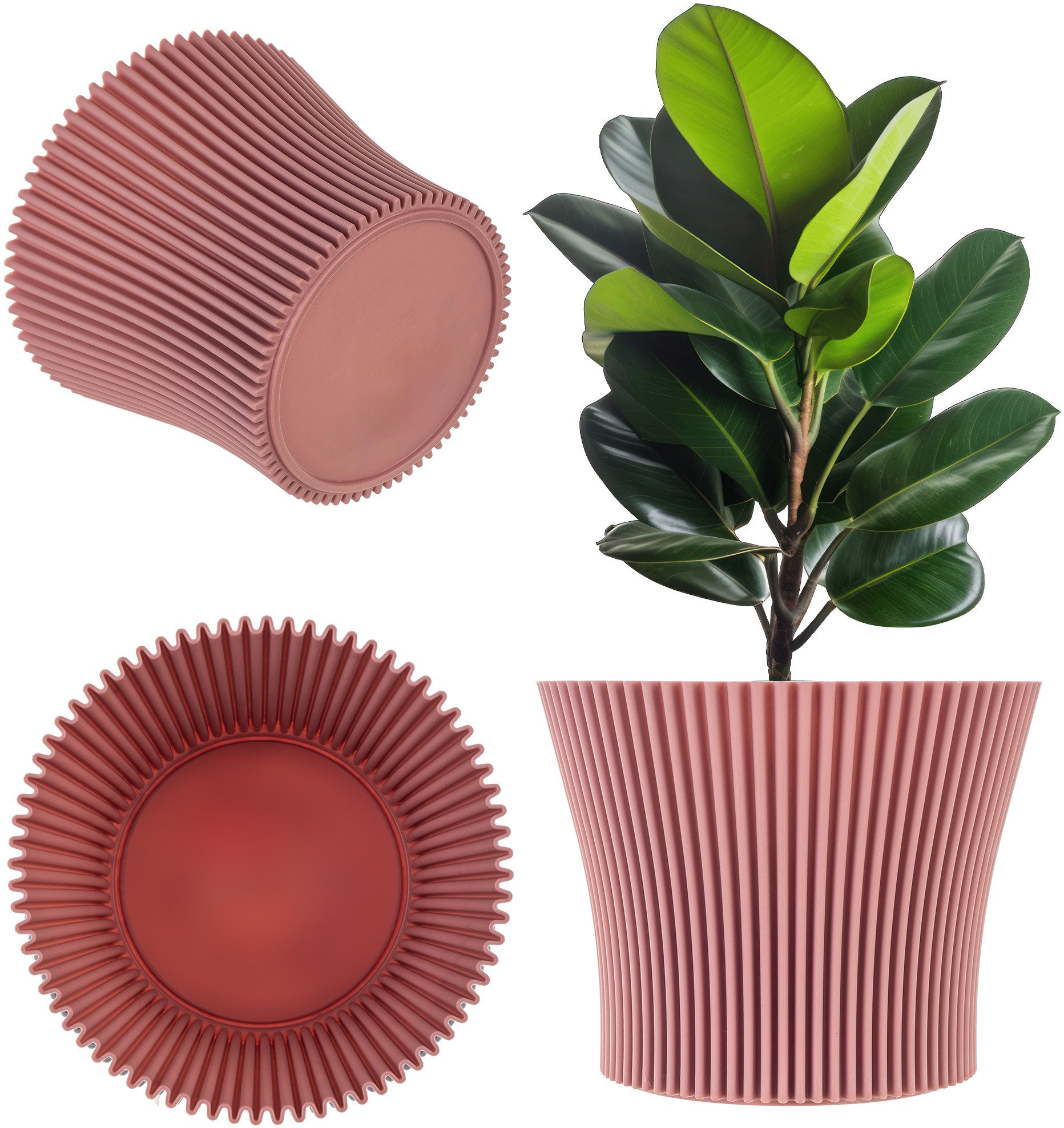 KADAX Doniczka Donica Na Kwiaty 15cm Osłonka Rośliny Kwietnik Plastikowa Różowa