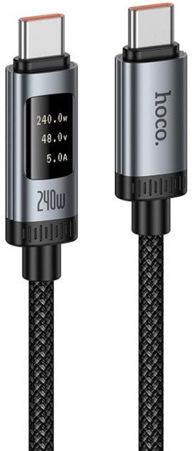 Kabel USB Hoco Kabel z wyświetlaczem USB C do USB C PD 6A 240W 1,2m czarny U148