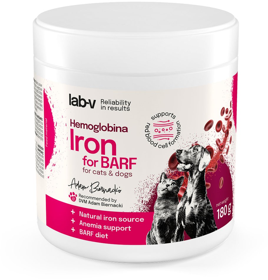 LAB V Hemoglobina naturalne żelazo hemowe do mieszanek BARF i diet domowych 180 g