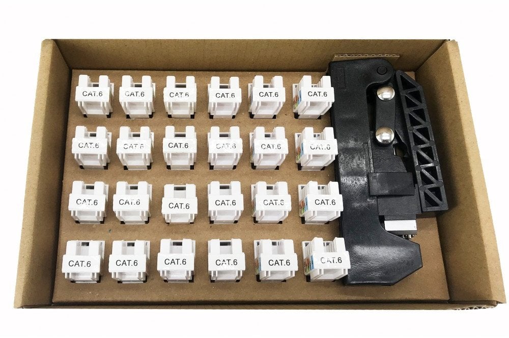 Zestaw 24 modułów Keystone Cat6 UTP z narzędziem zaciskowym