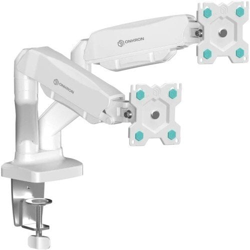 Onkron Uchwyt biurkowy obrotowo-nachylny dla dwóch monitorów 13-32" maks 8 kg, z obracaniem, biały