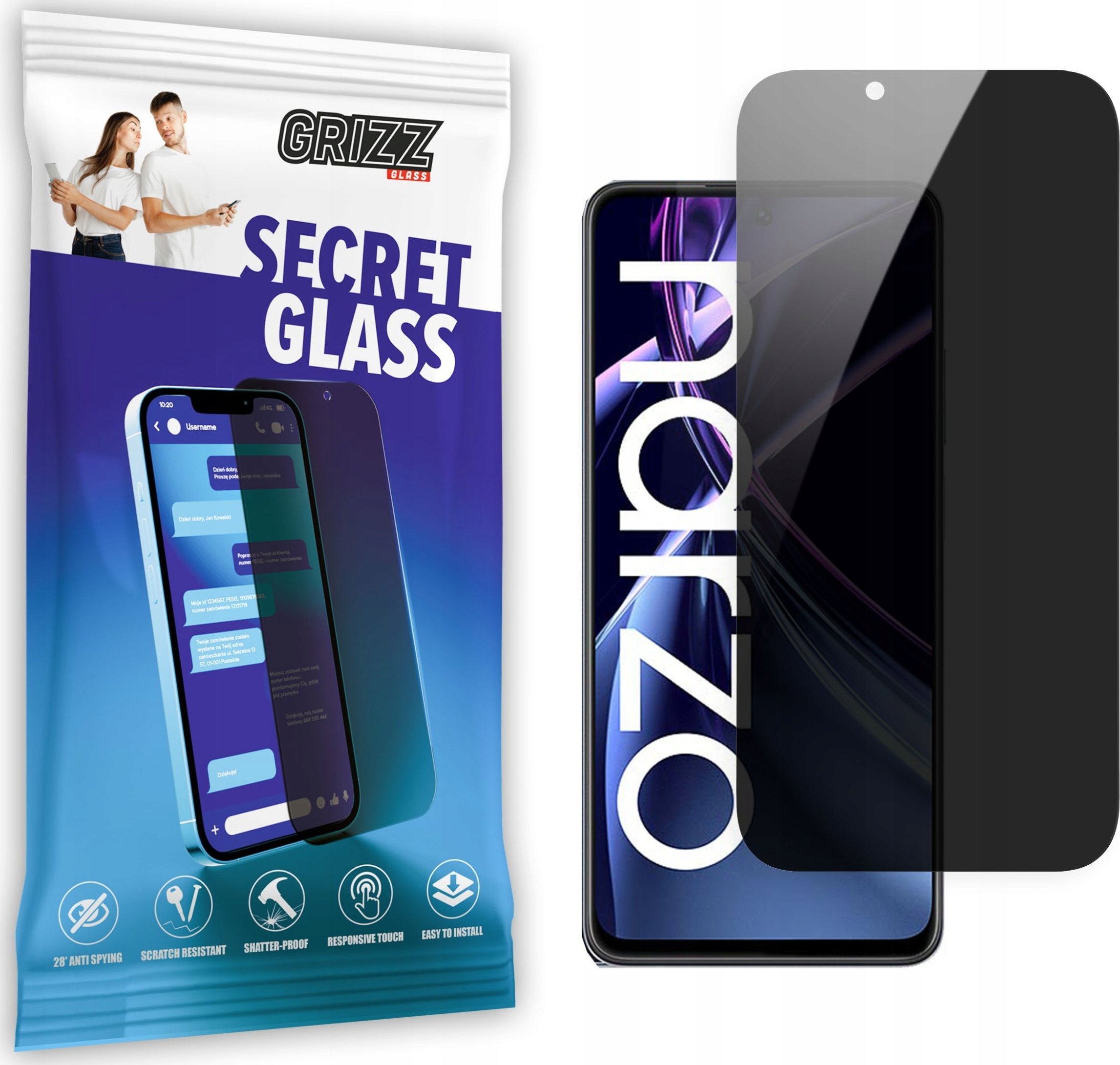 GrizzGlass Szkło prywatyzujące GrizzGlass SecretGlass Realme Narzo N55