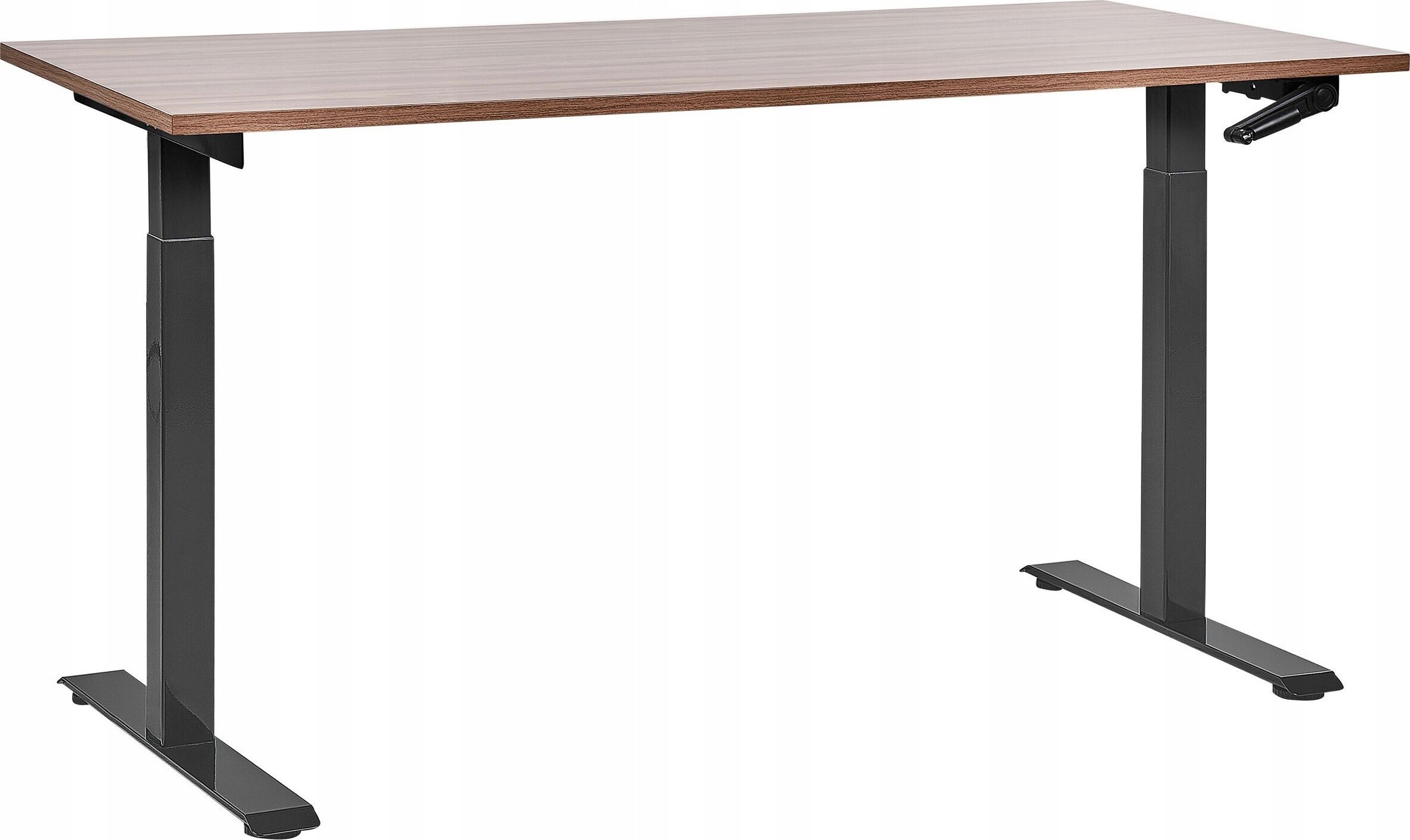 Biurko Beliani Biurko regulowane manualnie 160 x 72 cm ciemne drewno z czarnym DESTIN III