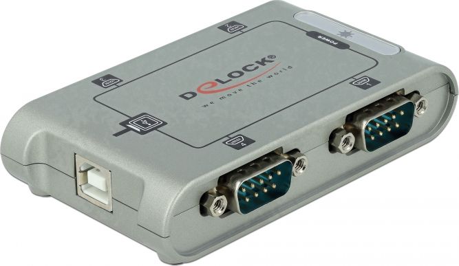 Adapter USB Delock USB - RS-232 x4 Srebrny (87414)