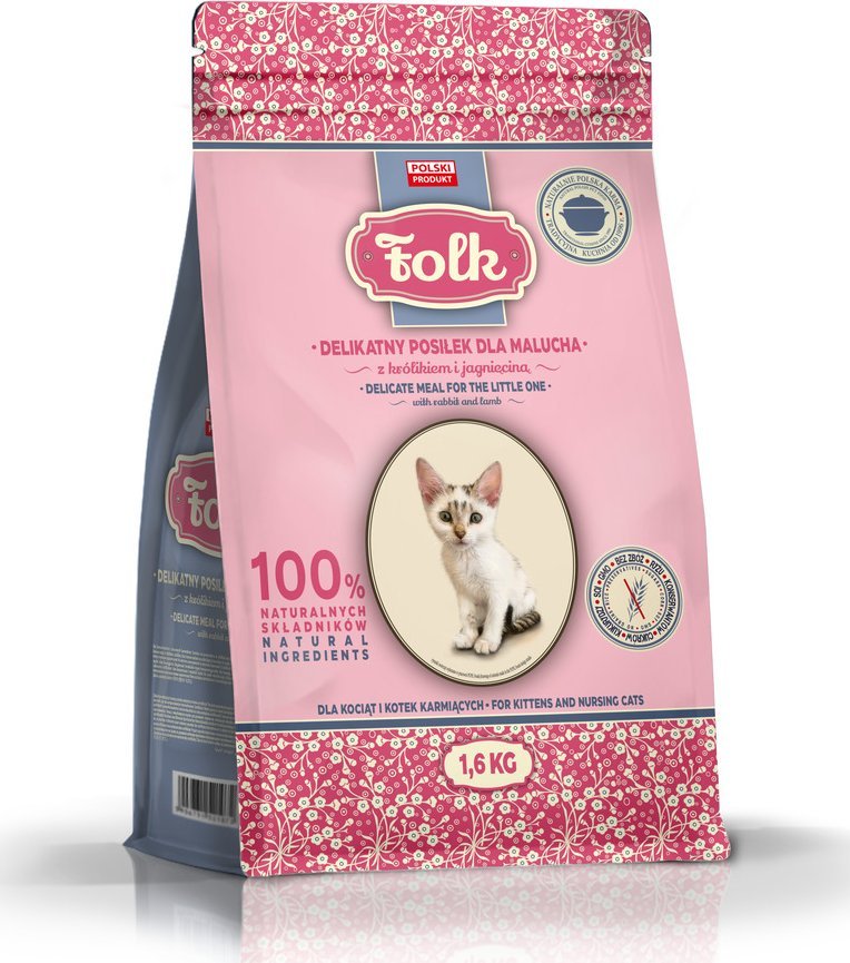 Folk Karma sucha dla kota FOLK Kitten Delikatny posiłek dla malucha z królikiem i jagnięciną 1,6 kg