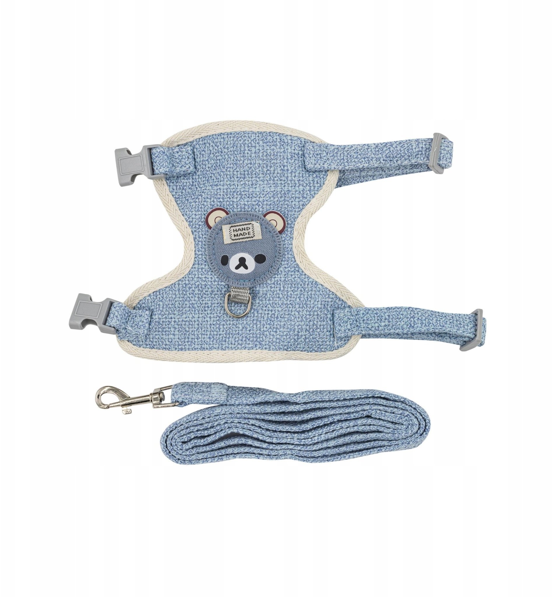 Zestaw, szelki+smycz, dla psa/kota, niebieskie, poliester/bawełna, dł. smyczy 1,2m, rozmiar M