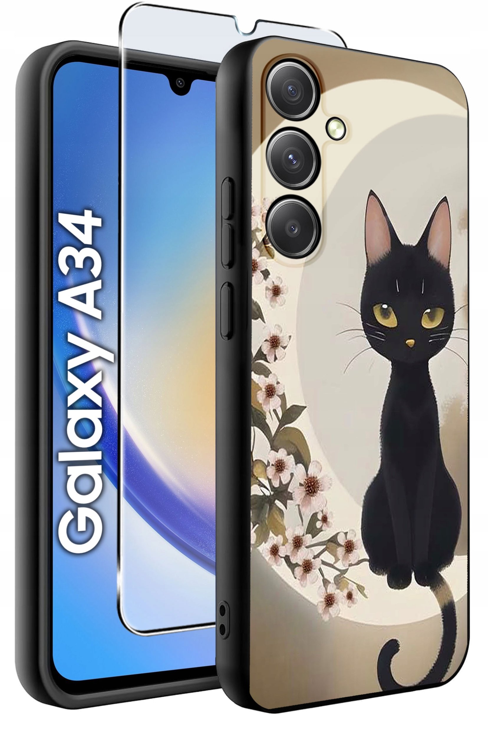 ETUI do Samsung A34 5G WZORY | SILIKONOWE MATT CASE + SZKŁO 9H