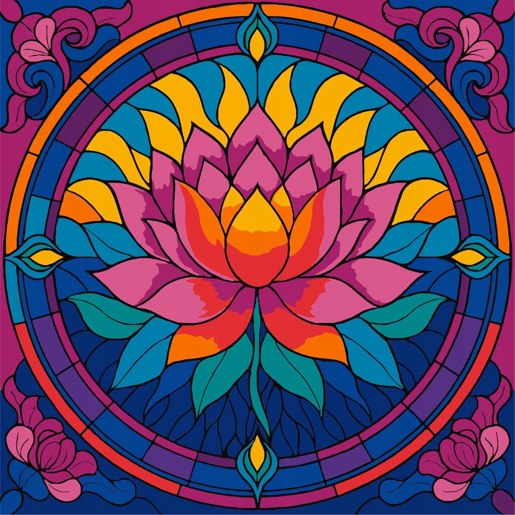 Malowanie po numerach - Witraż. Lotos 30x30cm