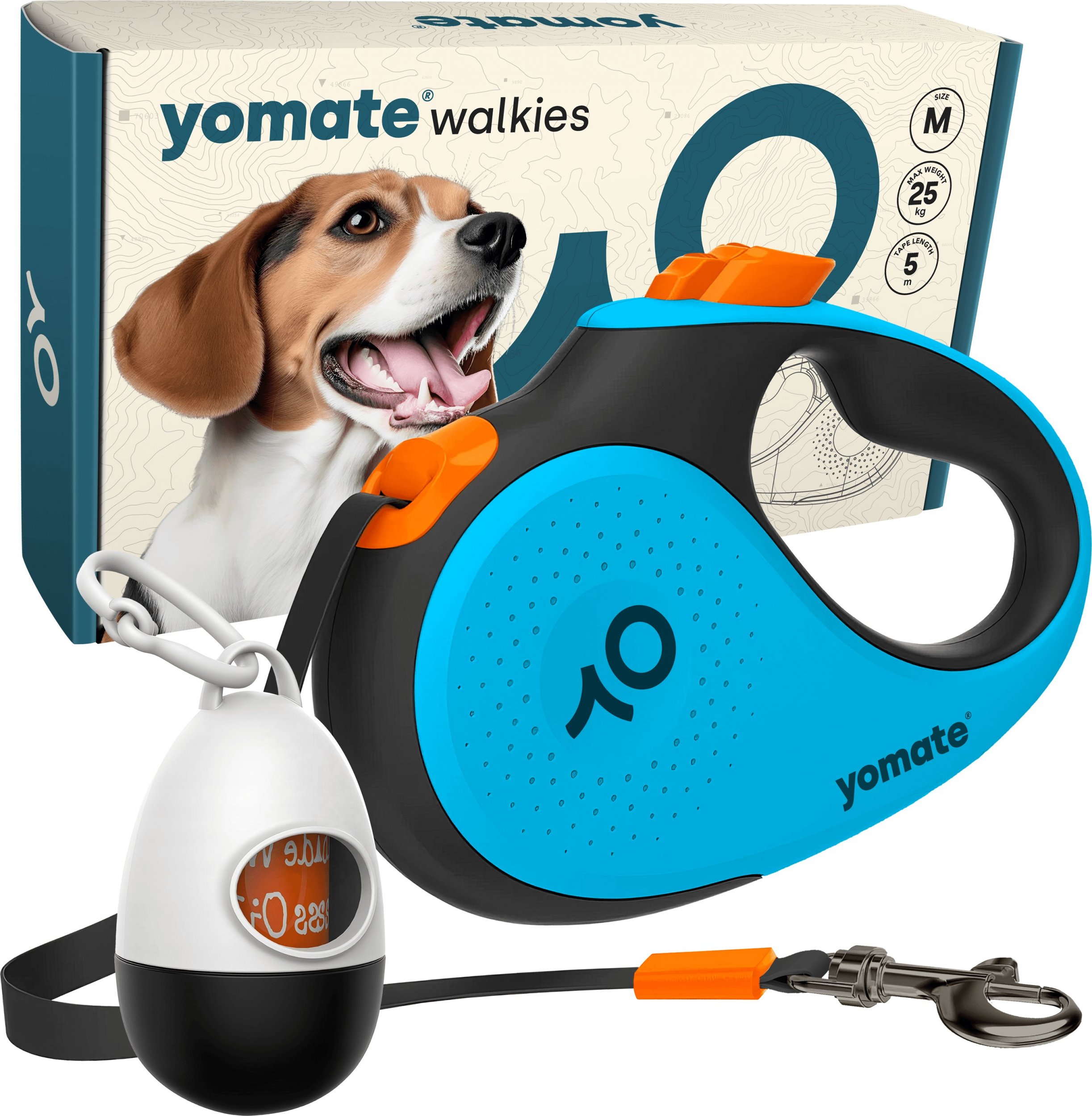 Yomate YOMATE! SMYCZ AUTOMATYCZNA DLA ŚREDNIEGO PSA DO 25KG ZWIJANA + POJEMNIK