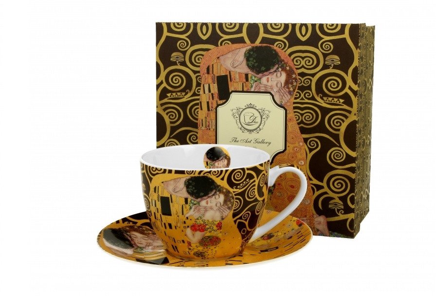 Filiżanka porcelanowa 250 ml + spodek The Kiss Brown