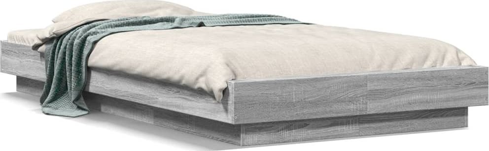 vidaXL vidaXL Rama łóżka z LED, szary dąb sonoma, 90x200 cm