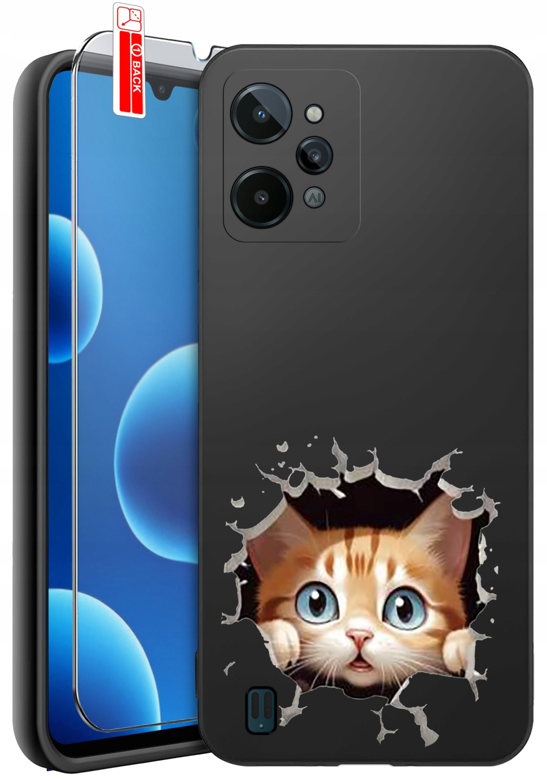 ETUI do Realme C31| WZORY | SILIKONOWE MATT CASE + SZKŁO 9H