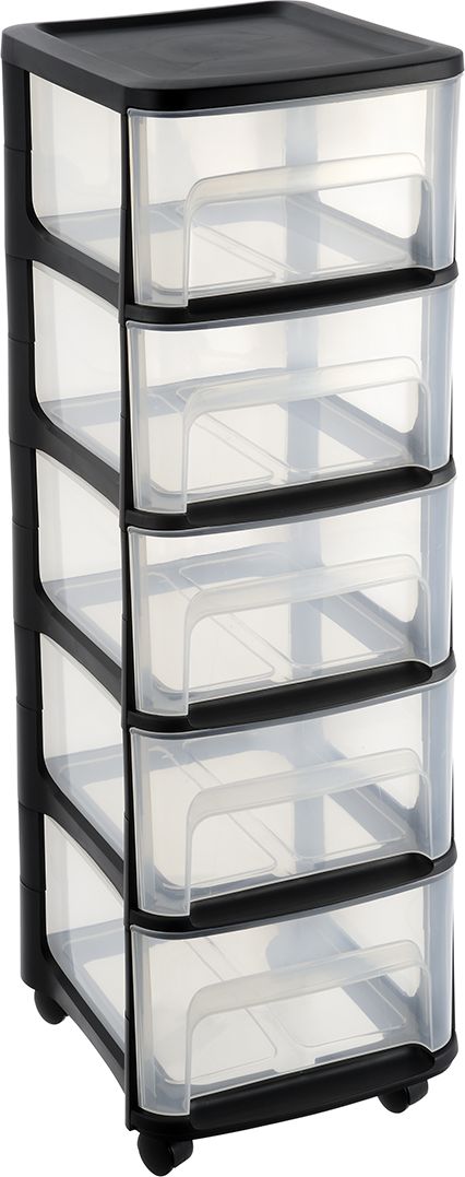 EDA Regał na kółkach City Tower z 5 szufladami czarny