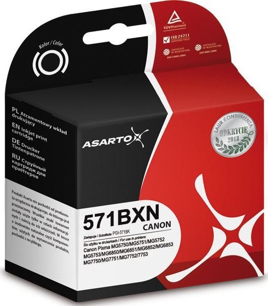 Tusz Asarto Tusz zamiennik Asarto Canon CLI571 MG5750 BKF