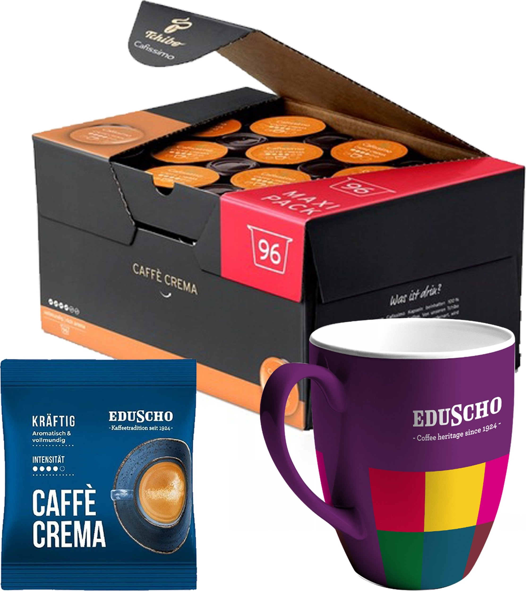 Zestaw Tchibo - Kapsułki 96 + 100g Kawy Ziarnistej + Unikalny Kubek