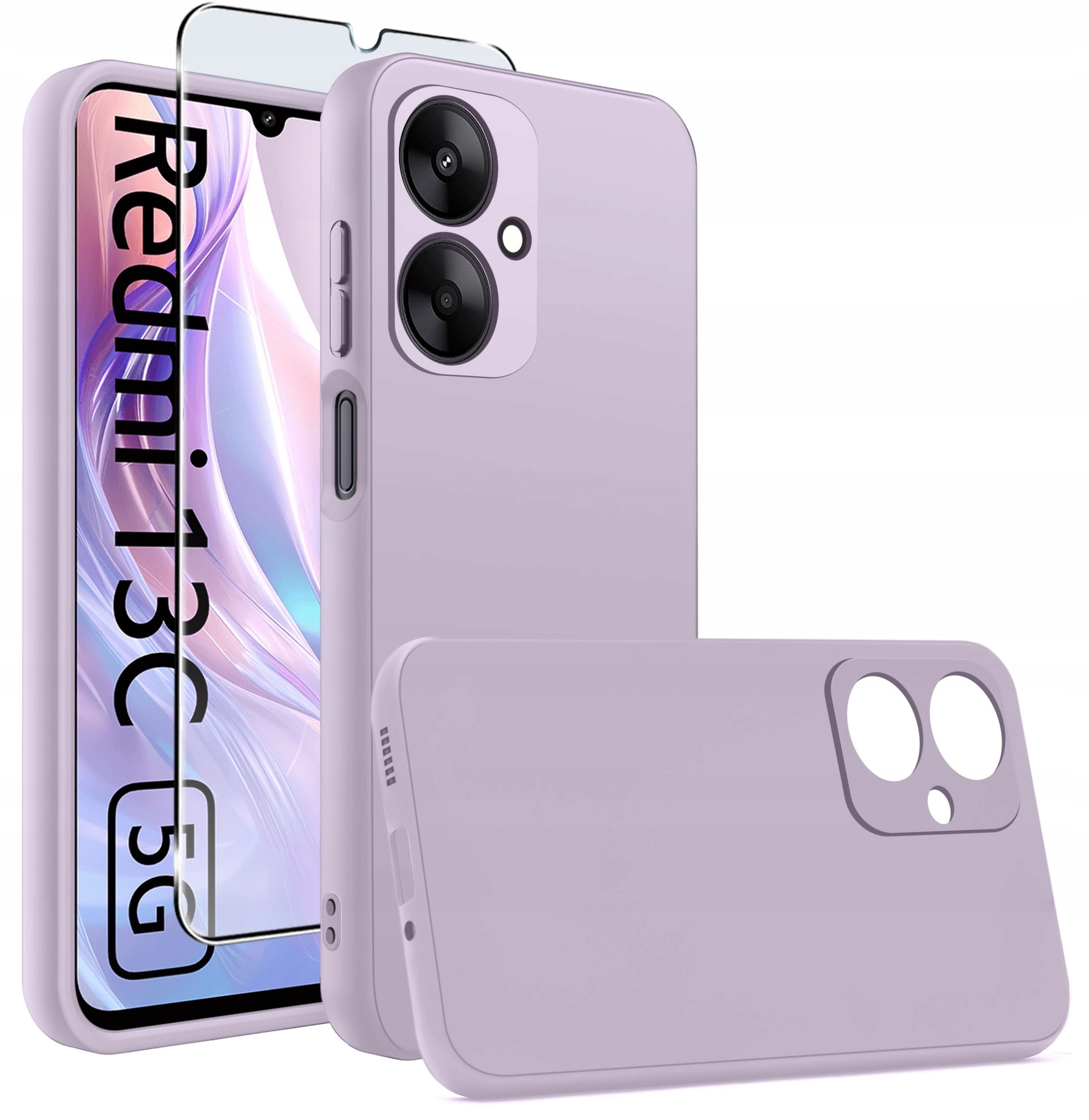 Etui do Xiaomi Redmi 13C 5G silikonowe MATOWE + Szkło ochronne 9H