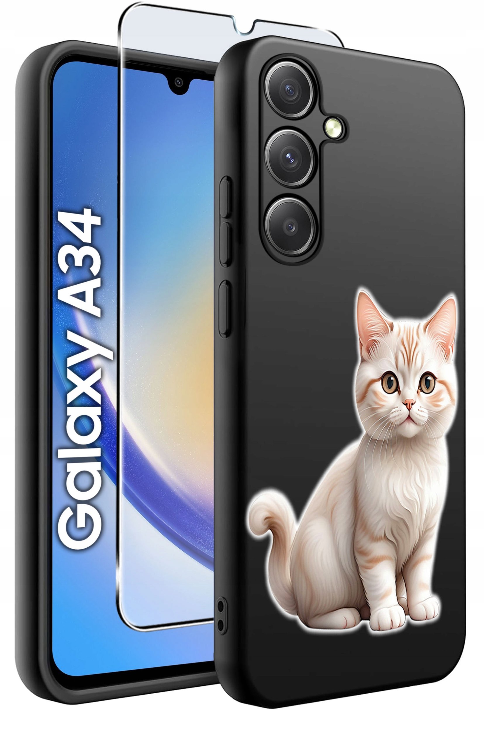 ETUI do Samsung A34 5G WZORY | SILIKONOWE MATT CASE + SZKŁO 9H