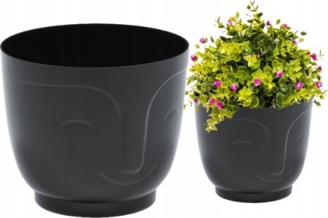 Lamela Osłonka czarna plastikowa na kwiaty Atena 14x12,5 cm