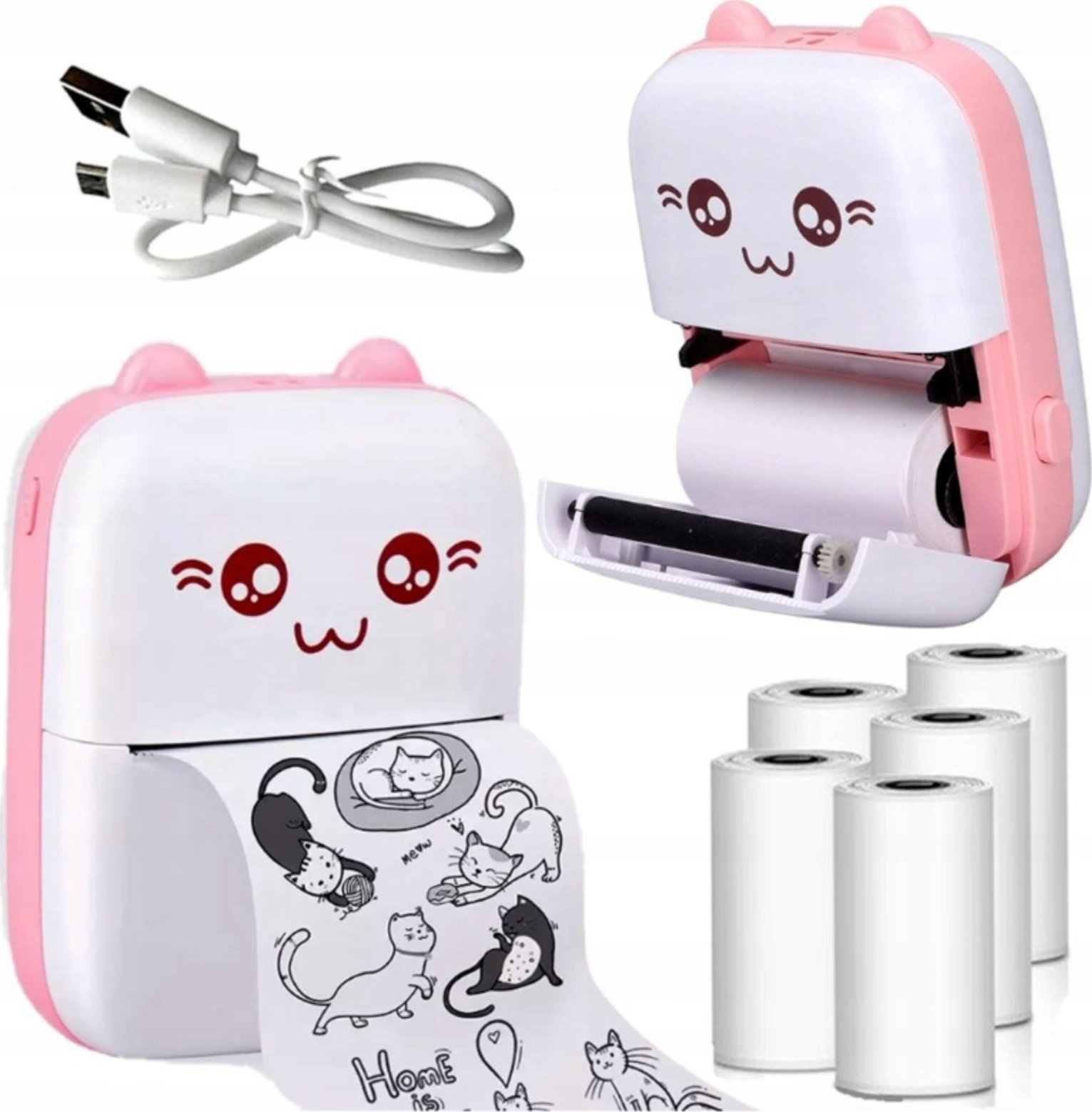 Mini Drukarka Termiczna DRUKUŚ ORYGINALNY Do Zdjęć Przenośna + 11 ROLEK