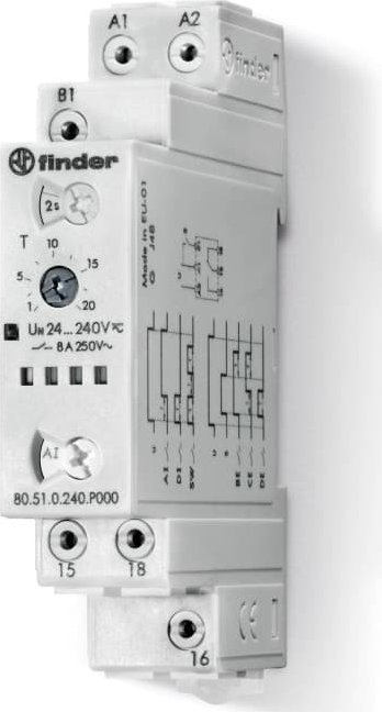 Finder Przekaźnik czasowy wielofunkcyjny 1P 8A 24...240VAC/DC, PUSH-IN 80.51.0.240.P000