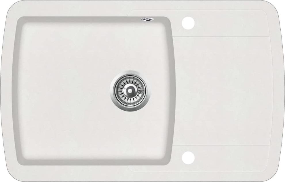 Zlewozmywak vidaXL Granitowy jednokomorowy, biały