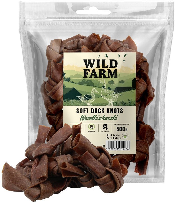 WILD FARM Węzełki z kaczki 500g przysmak dla psa