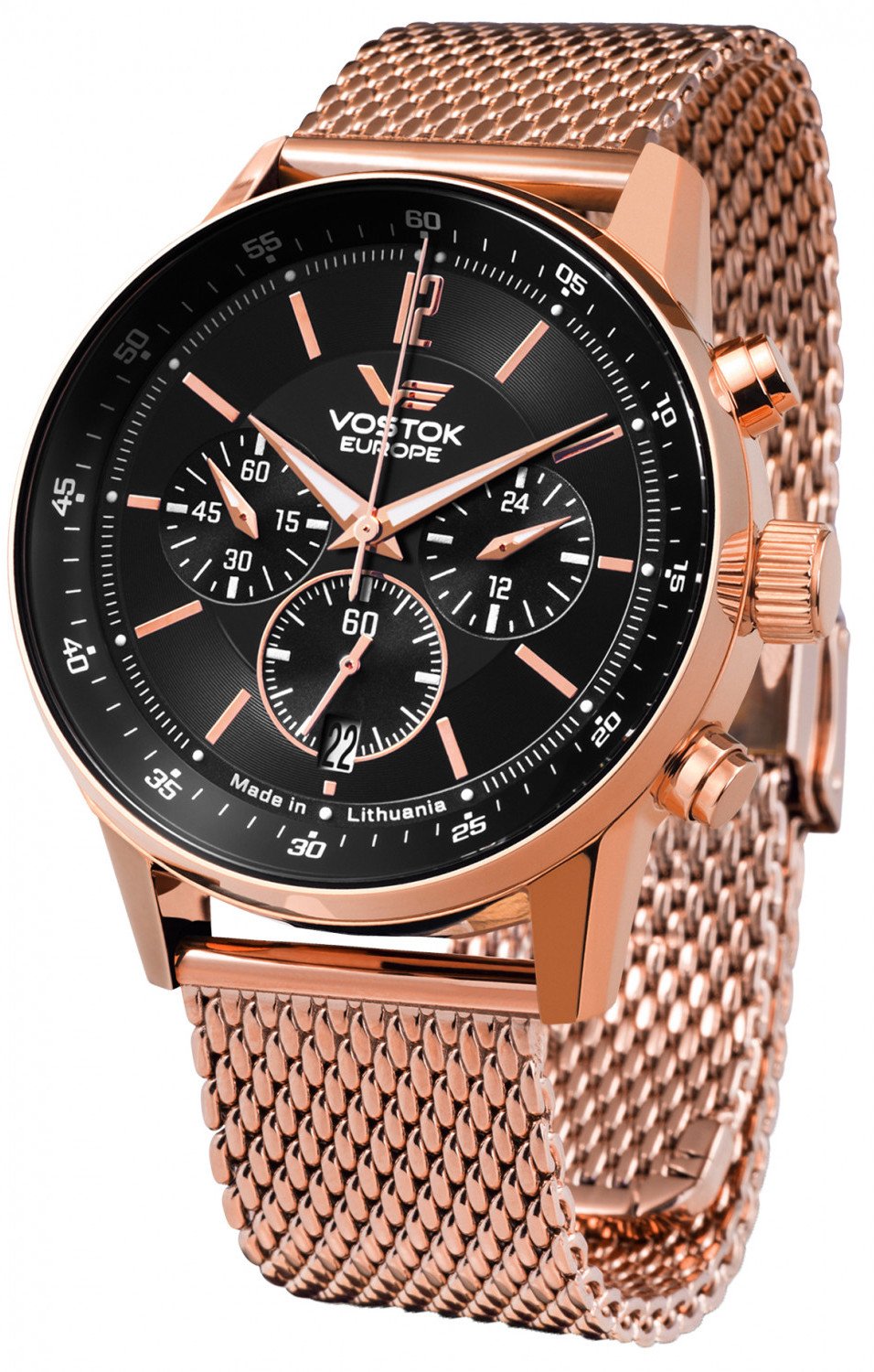 Zegarek męski Vostok Europe VK63-560B689B różowe złoto