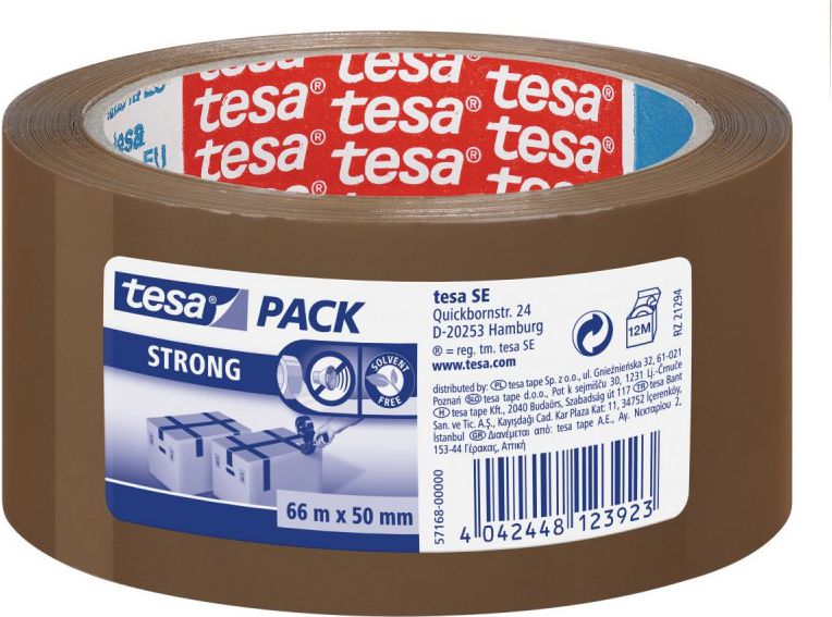 Tesa Taśma pakowa cichoodwijalna tesapack® STRONG 66m x 50mm, brązowa (57168-00000-05)
