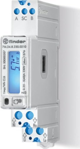 Finder Dwukierunkowy jednofazowy licznik energii MID 40A MODBUS RS485 NFC 7M.24.8.230.0210