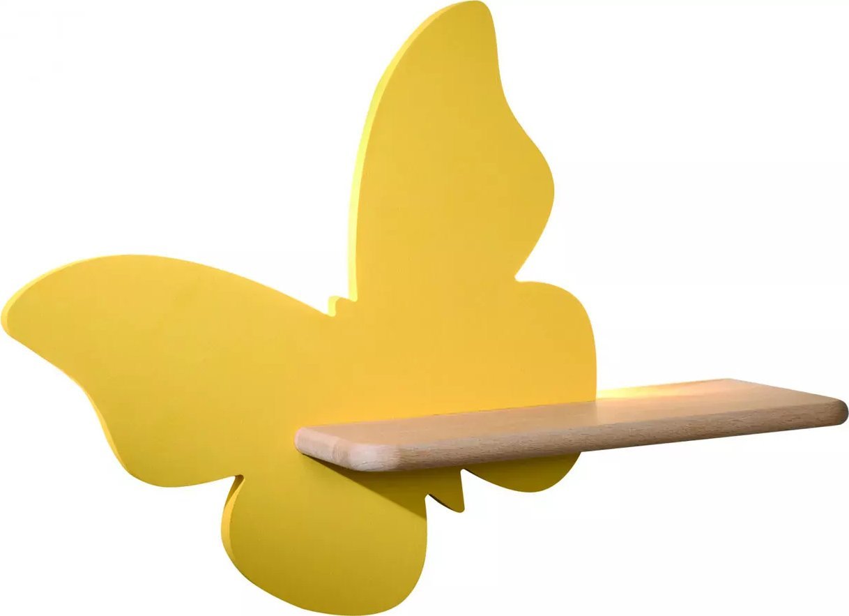 Lumes Żółty kinkiet dziecięcy motyl z półką - K031-Didi