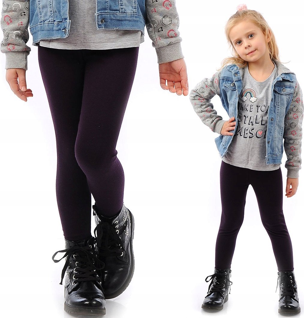 Legginsy dziecięce długie bawełniane klasyczne Śliwkowe 104