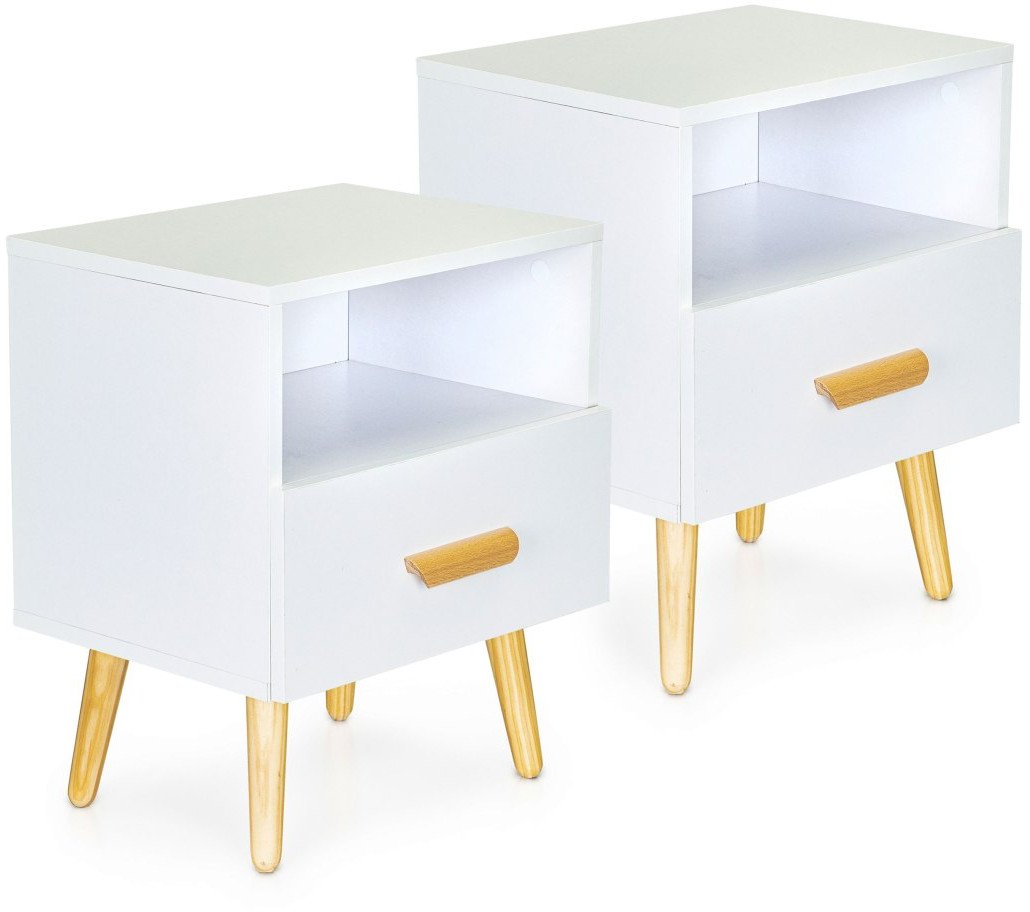 Szafki nocne zestaw 2 szt. nowoczesne stoliki kawowe białe ModernHome EDUKAMP