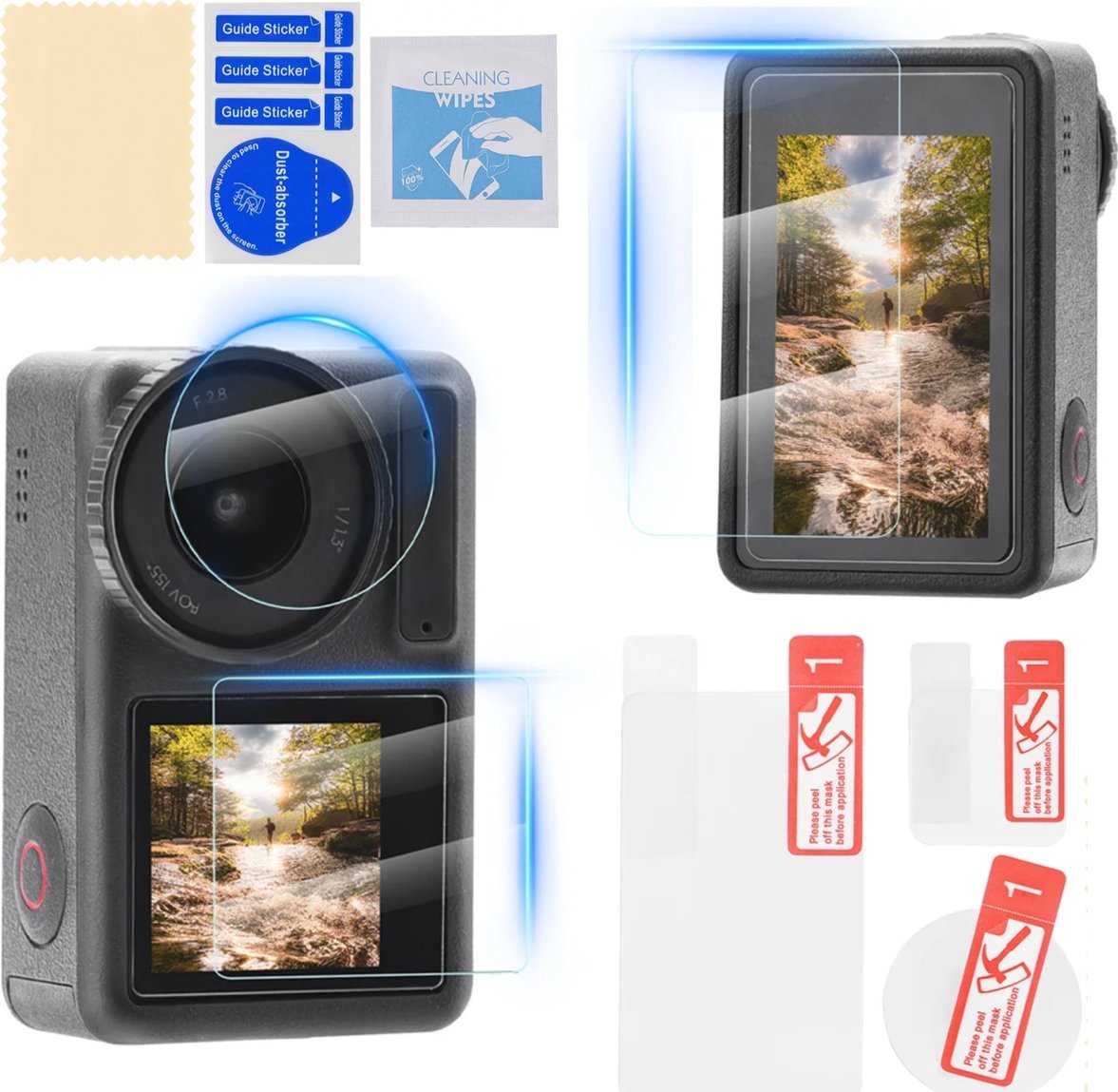 BRDRC FOLIA OCHRONNA SZKŁO HARTOWANE NA OBIEKTYW I EKRAN DO DJI OSMO ACTION 4 - 3 SZT.