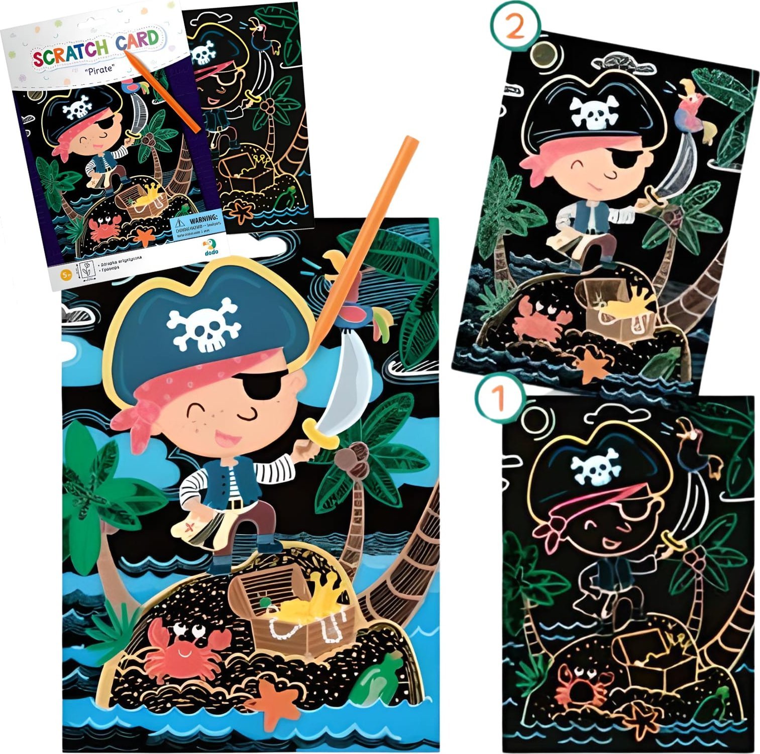 Dodo ZDRAPKA ARTYSTYCZNA PIRAT MALOWANIE METODĄ SCRATCH DLA NAJMŁODSZYCH