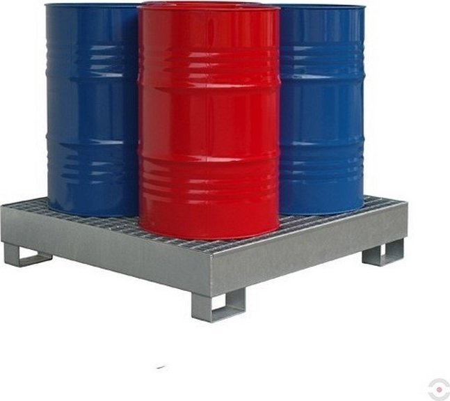 Topserw Stalowa wanna ociekowa, ocynkowana z kratownicą na 4 beczki o pojemności 265 l, wym. 1340 x 1270 x 260 mm