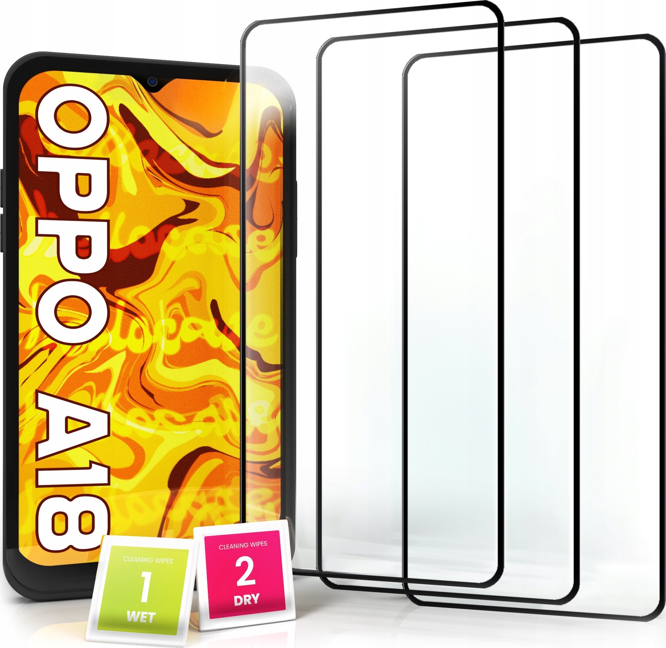 Hello Case 3-pak SZKŁO HARTOWANE DO Oppo A18 na cały ekran 9H ochronne 5D