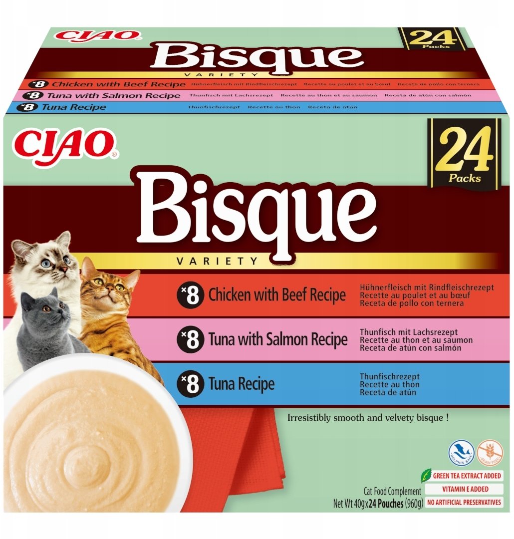 INABA CAT CIAO BISQUE TUNA,BEEF,CHICK 24x40g