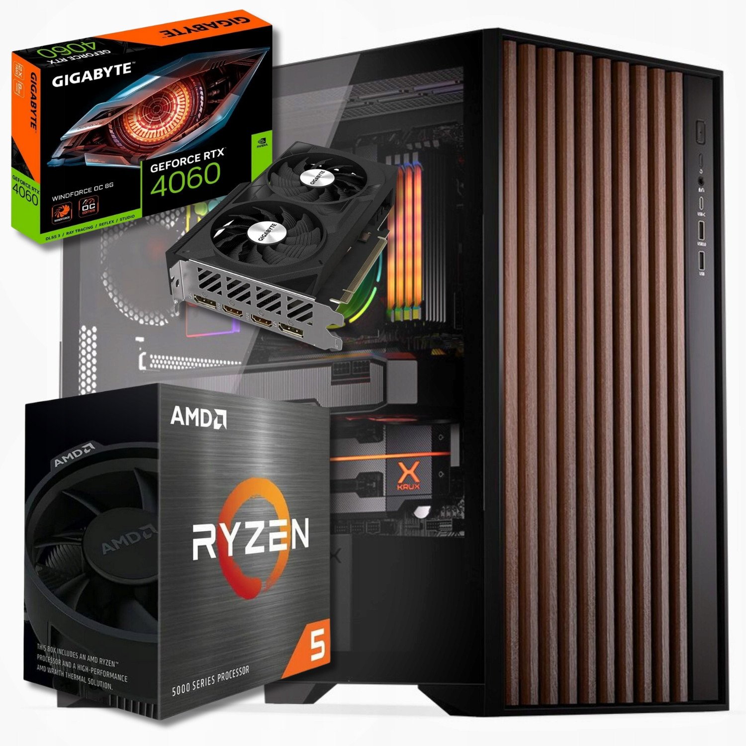 Komputer BSG Raptor V20 AMD Ryzen 5 NVIDIA GeForce RTX 4060 32GB DDR4 1000GB SSD Windows 11