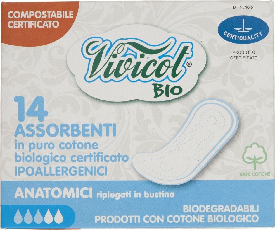 Vivicot Vivicot Podpaski biodegradowalne ultra cienkie Anatomic - 14 sztuk