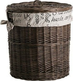 WickerPL Wiklinowy Kosz Łazienkowy Ciemny Brąz z Obszyciem 50 H50 cm