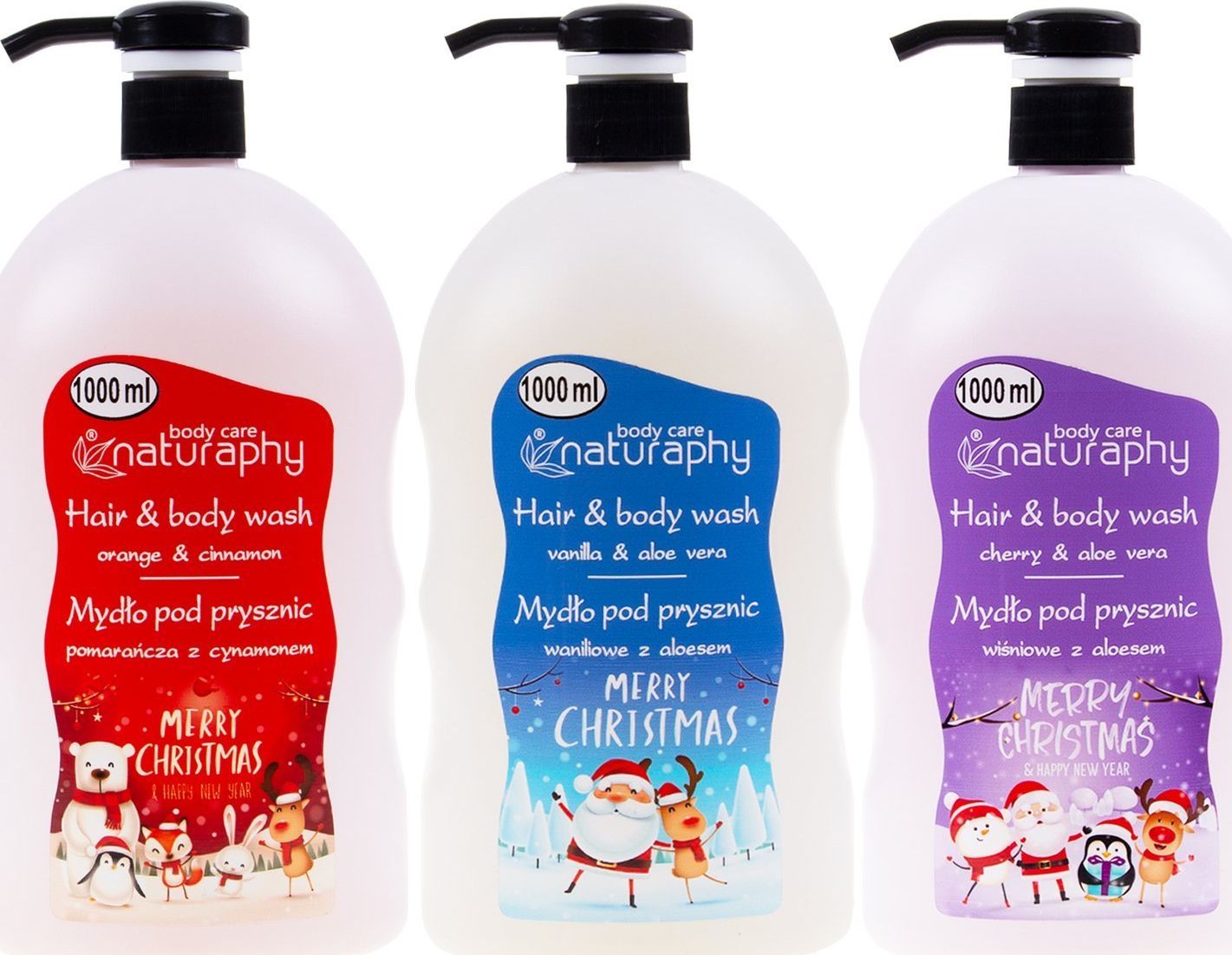 BluxCosmetics Świąteczny zestaw mydeł pod prysznic 3 x 1L