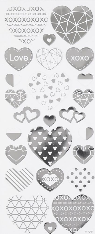 Creative Company Naklejki metaliczne Srebrne Serca