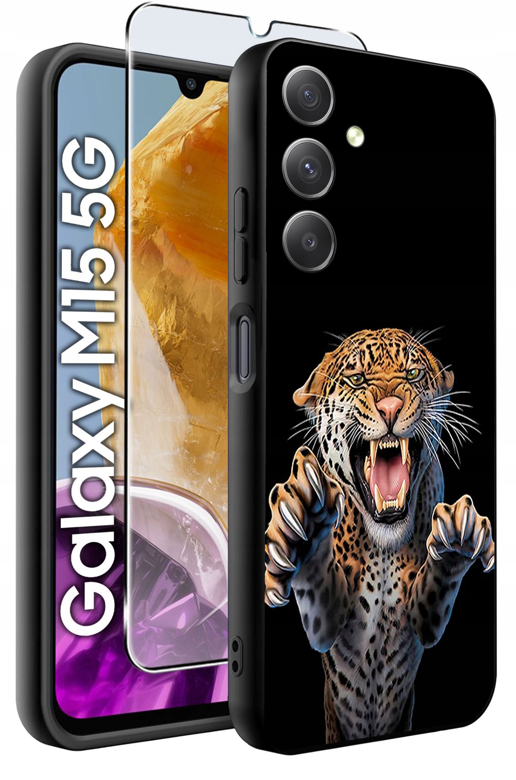 ETUI do Samsung M15 5G WZORY | SILIKONOWE MATT CASE + SZKŁO HARTOWANE 9H