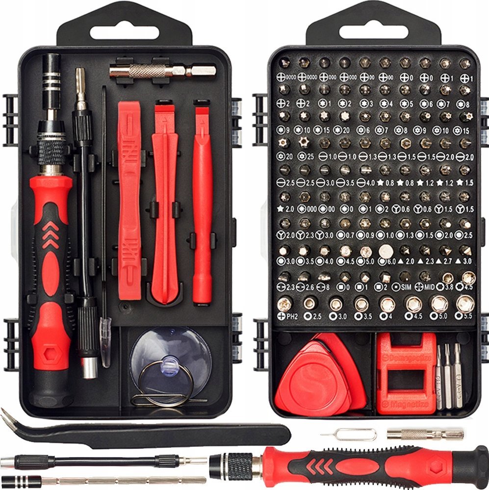 ZESTAW NARZĘDZI PRECYZYJNYCH Z BITAMI BSA-115 czerwony