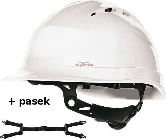 Delta Plus Hełm ochronny budowlany wentylowany z polipropylenu obwód głowy od 53 do 63 cm kolor żółty rozmiar REGULOWANY TETE QUARUP4JA