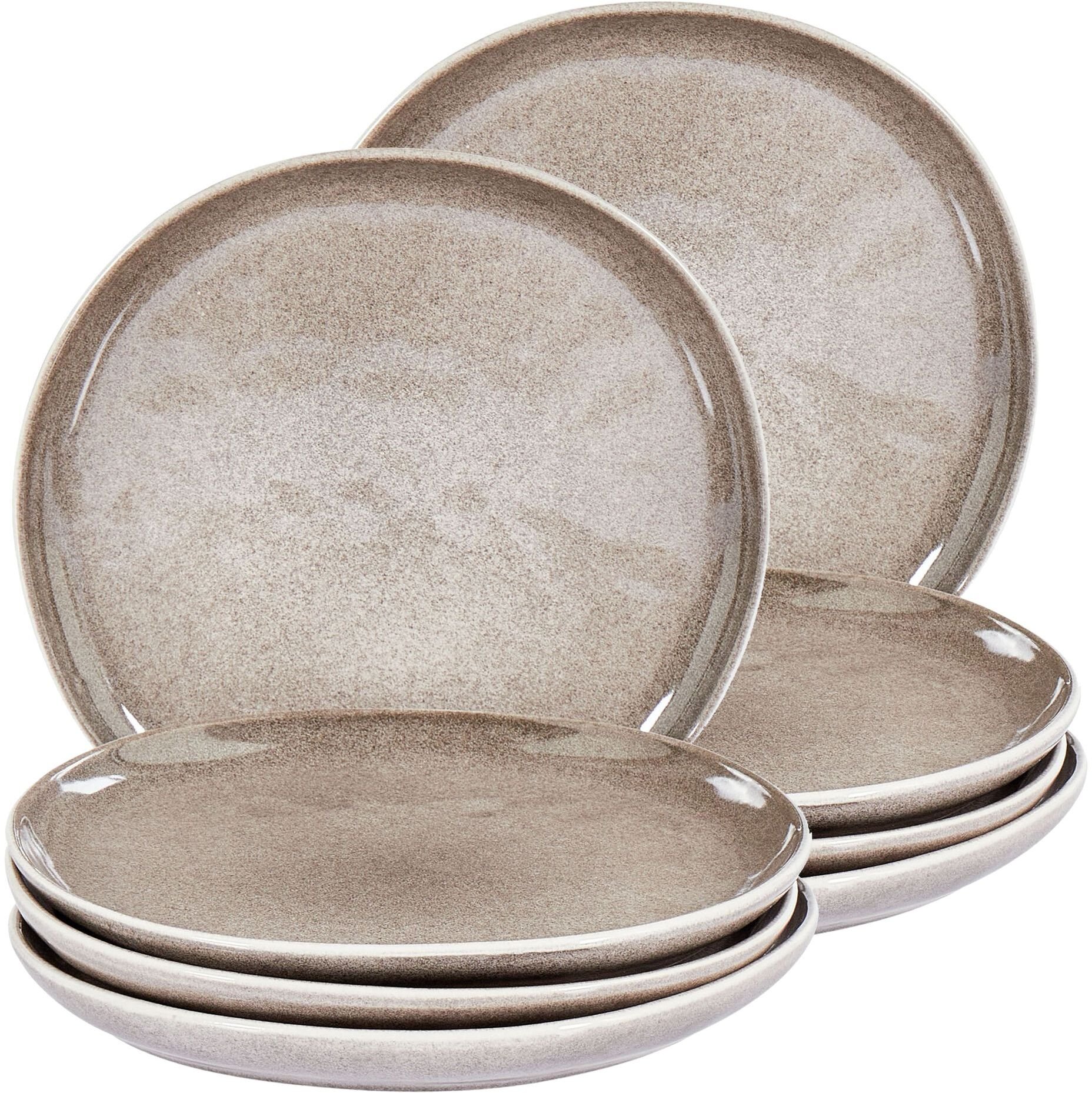 Beliani Zestaw 8 małe talerzy COSTMARY Kamionka Szary